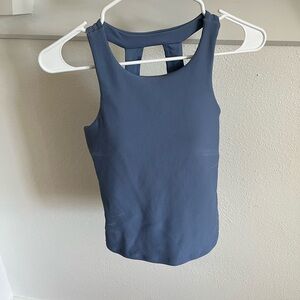 Blue Sleeveless Ribbed Workout Top